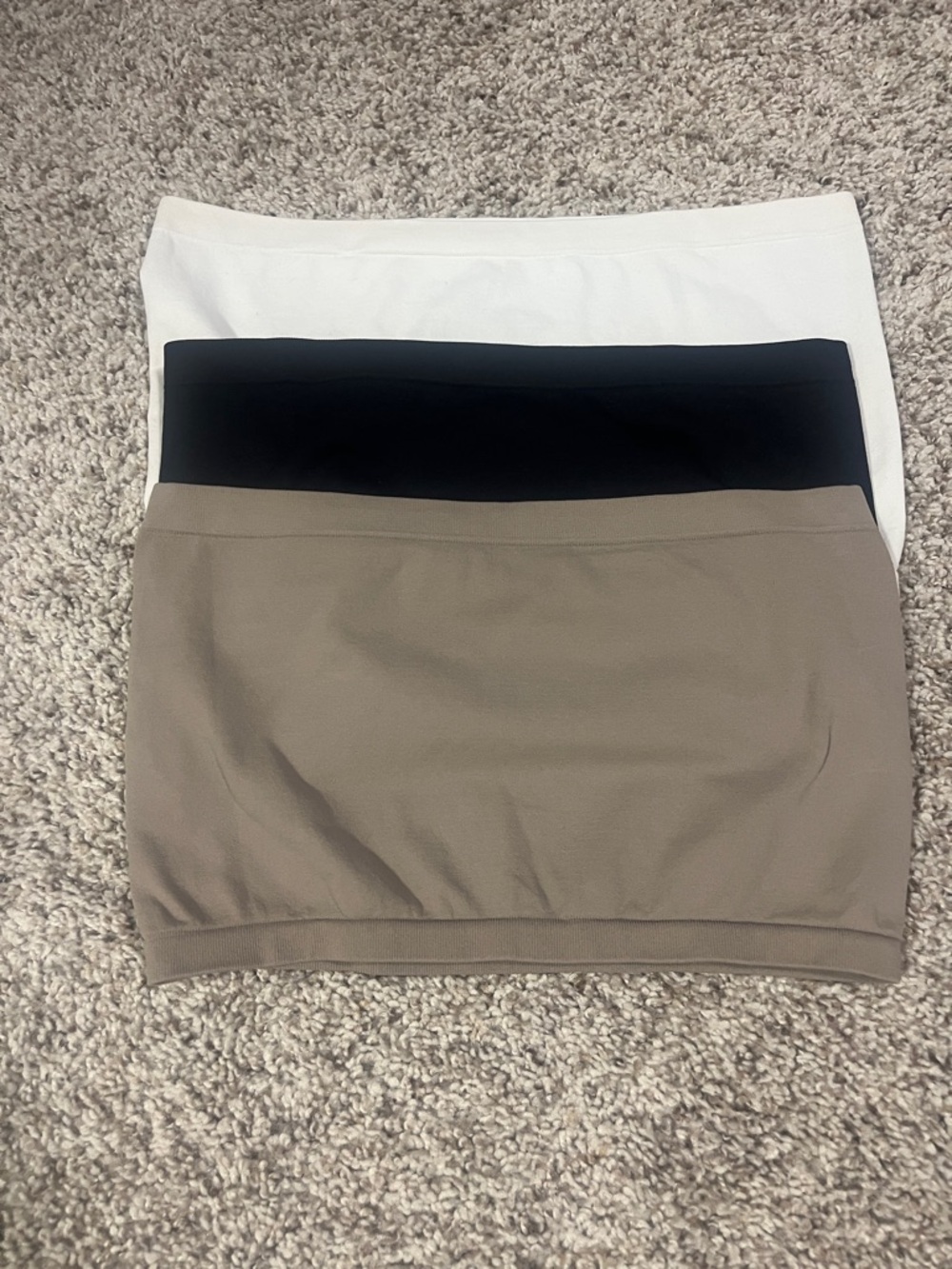 3 Pack! bp Bandeau Tube Top Trio - Black, White & Taupe